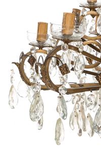 A Czech Bronze and Cut Glass Fifteen-Light Chandelier