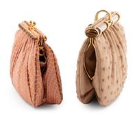 Two Judith Leiber Pouch Fame Bags; One Ostrich, One Snakeskin