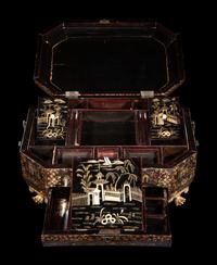 A Chinese Export Gilt Lacquered Sewing Case