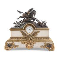 A French Parcel-Gilt Bronze Mounted Marble Mantel Clock