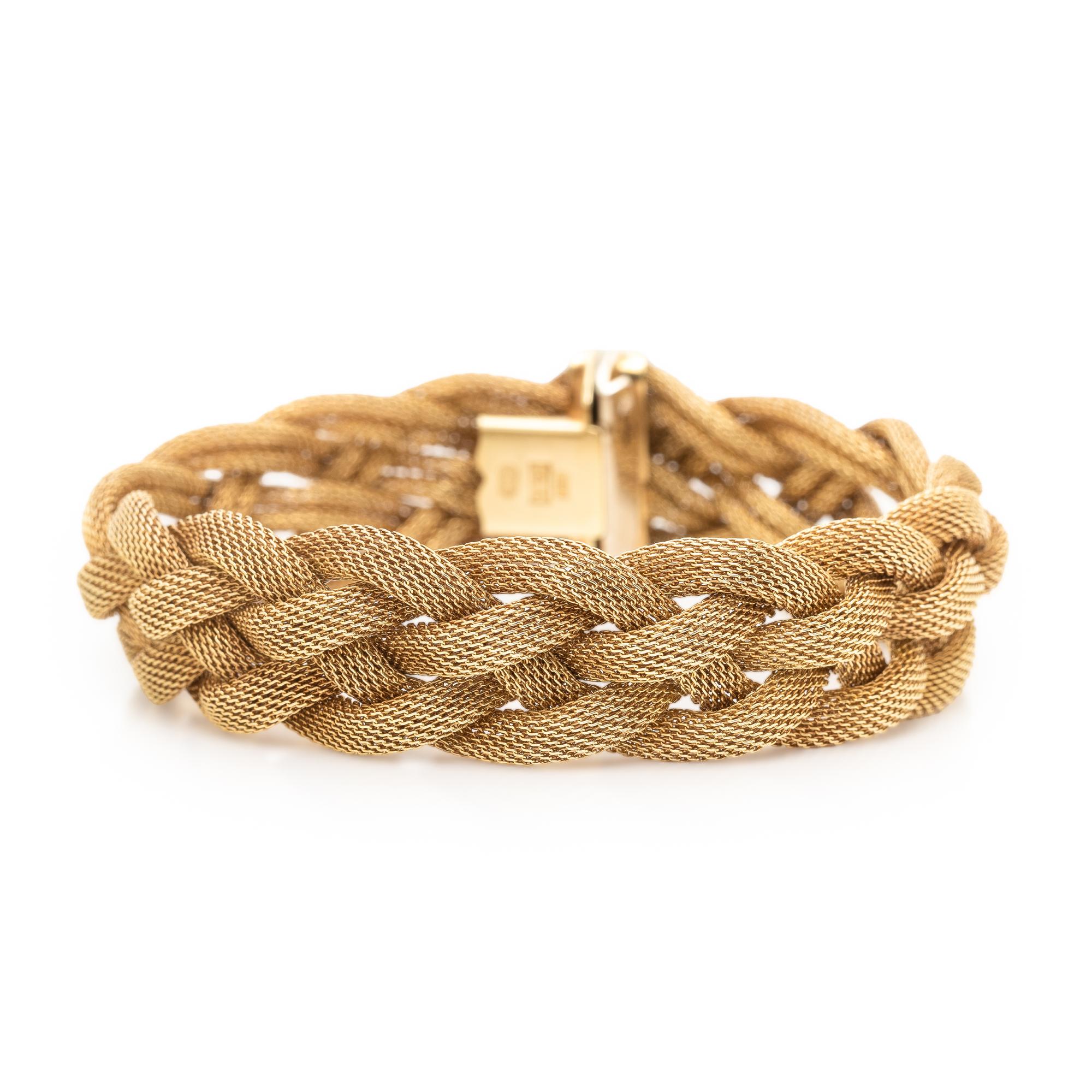 Yellow Gold Braided Mesh Bracelet