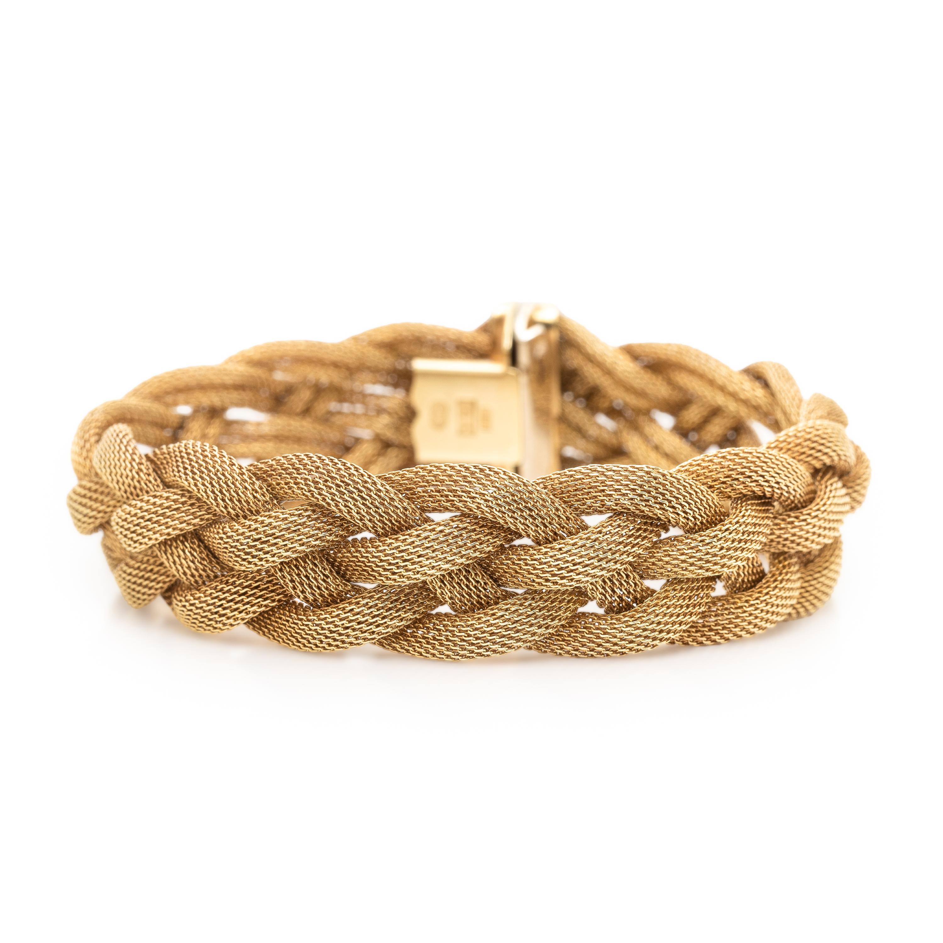 Yellow Gold Braided Mesh Bracelet