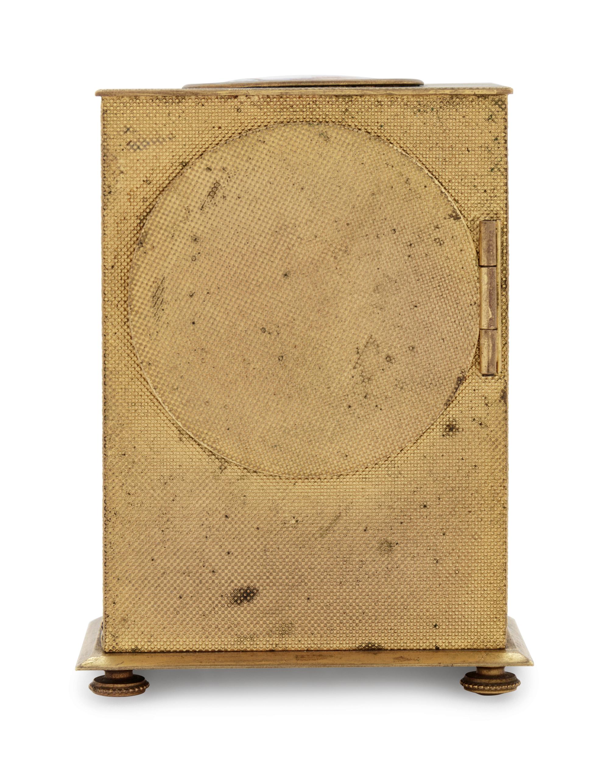 A Swiss Gilt Metal and Enamel Desk Clock