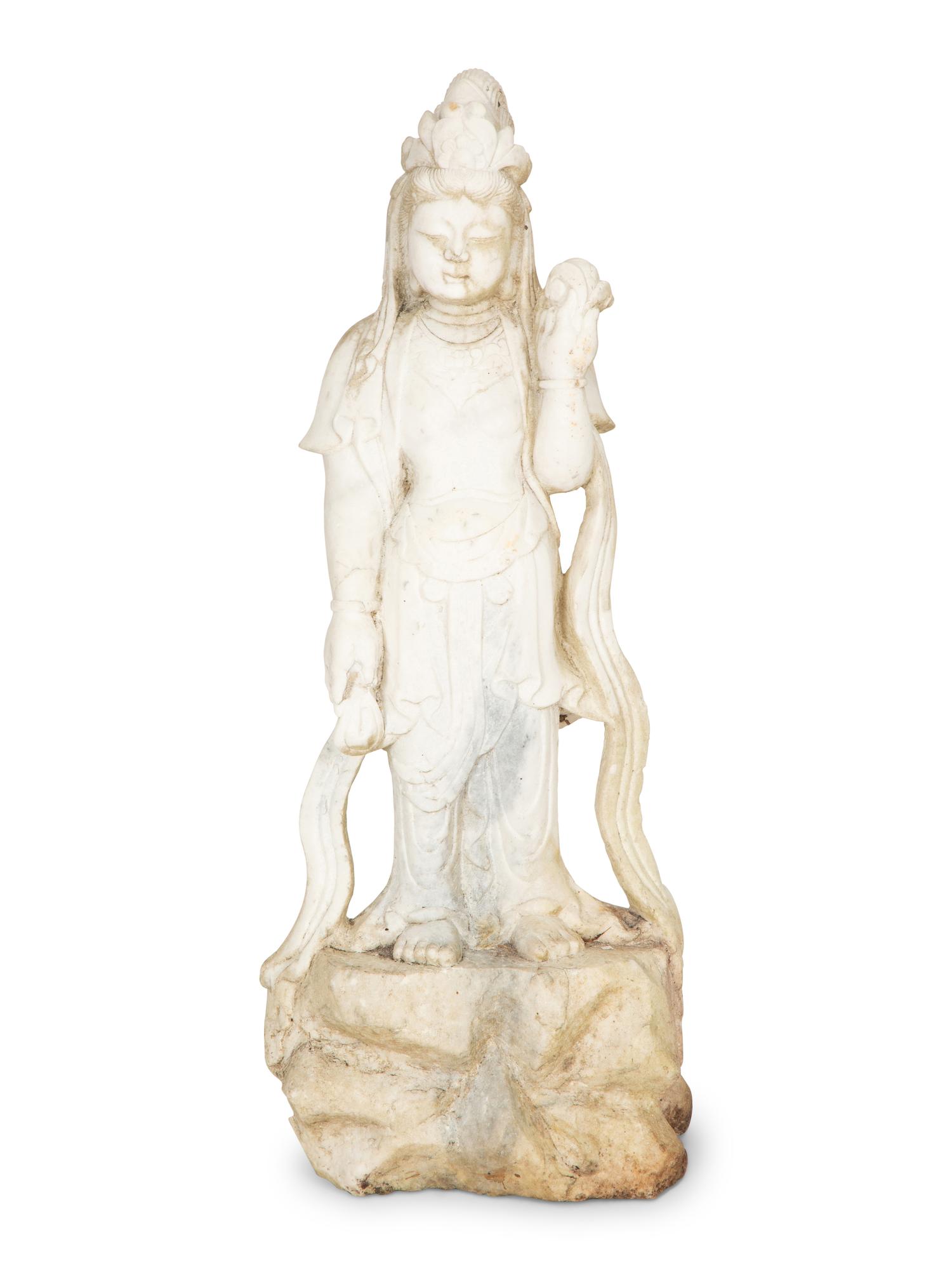 A Chinese Carved Marble Figure of Quan Yin — 19th/20th Century