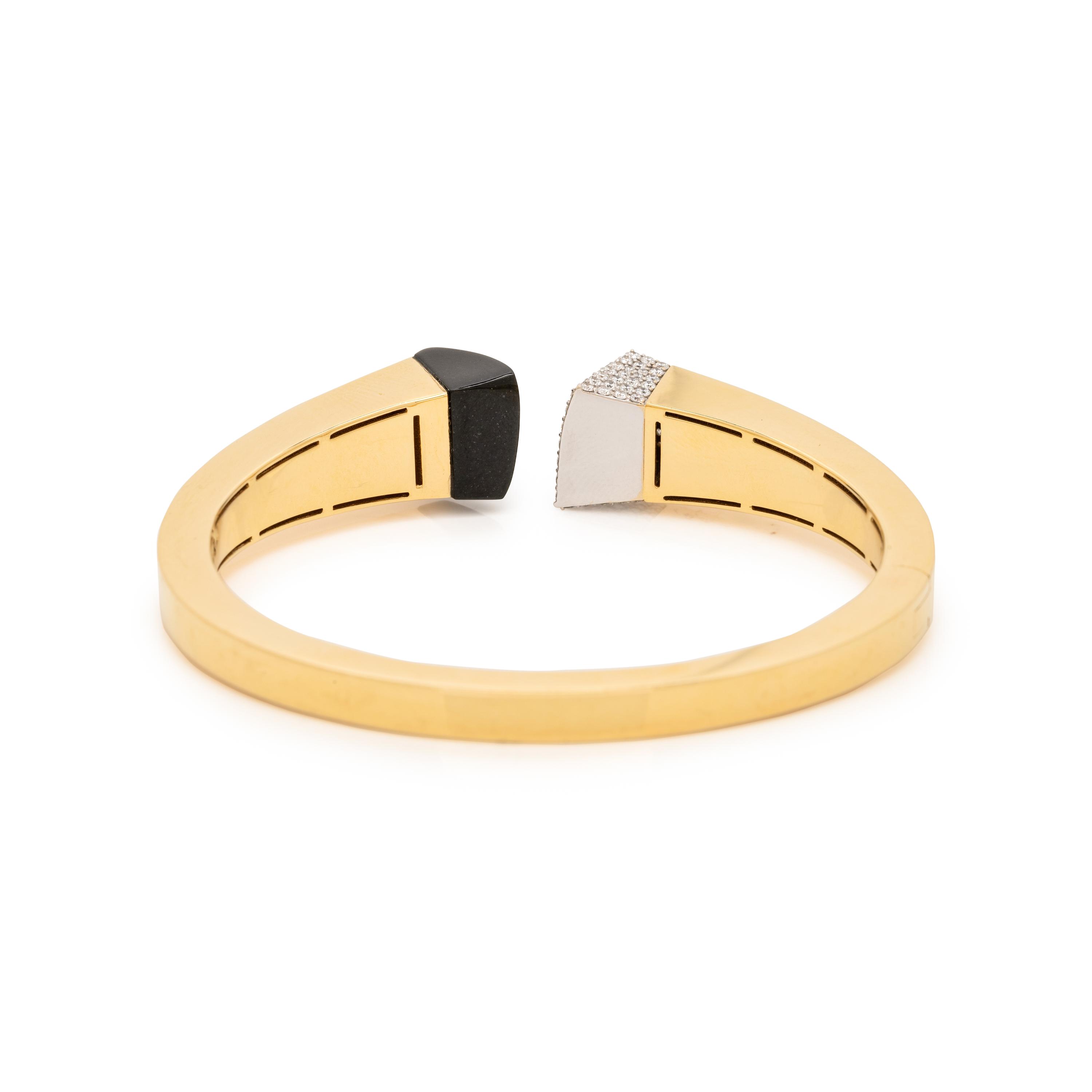ROBERTO COIN, DIAMOND AND BLACK JADE 'SAUVAGE PRIVÉ' BANGLE BRACELET