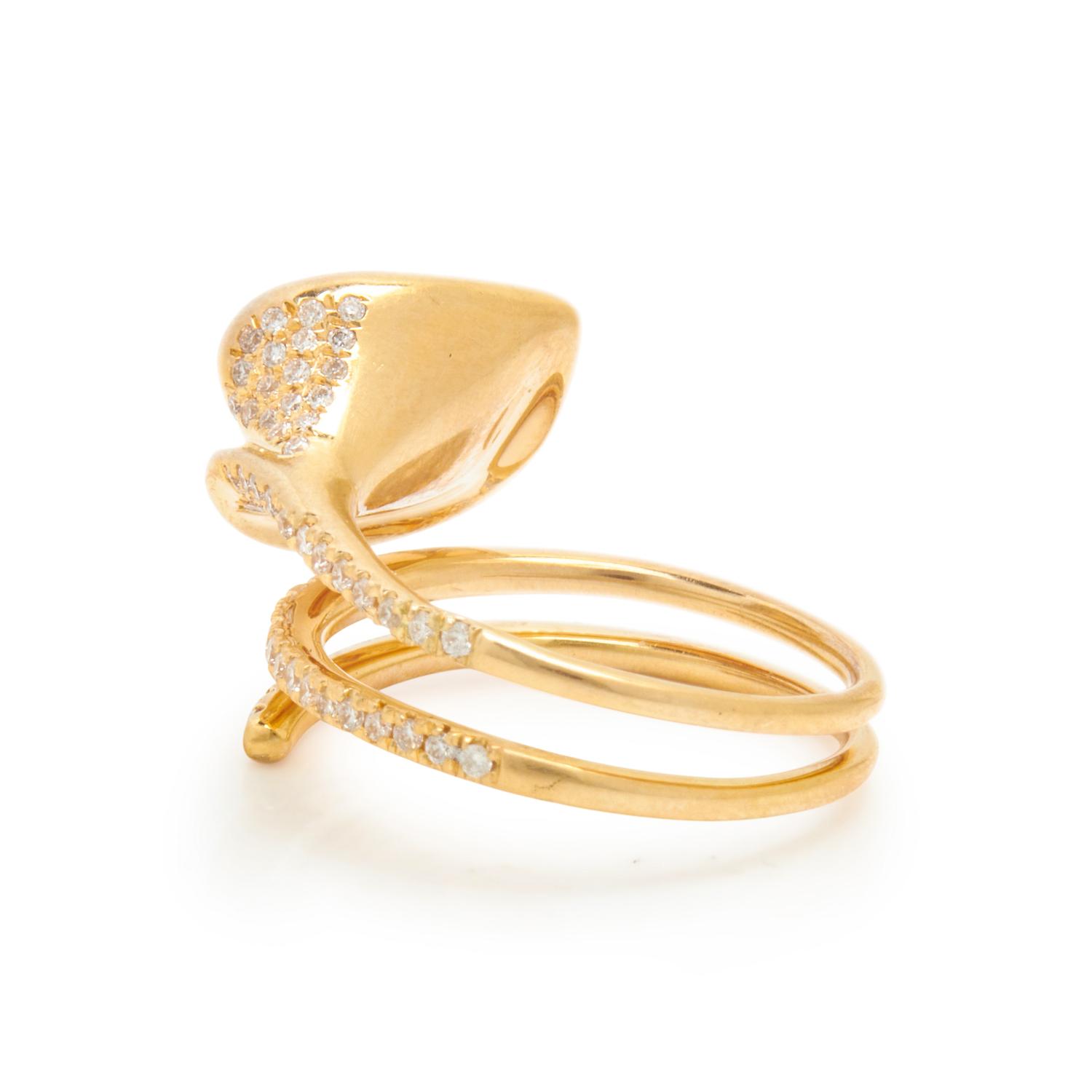ANITA KO, YELLOW GOLD AND DIAMOND CALLA LILY RING