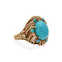 YELLOW GOLD AND TURQUOISE RING