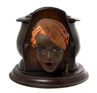An American Mahogany Cigarette Dispenser, Kindel & Graham, Height 6 1/2 inches.