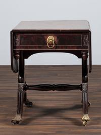A Classical Brass-Mounted Walnut and Mahogany Pembroke Table