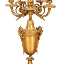 A Pair of Empire Style Six-Light Bronze Urn-form Candelabra