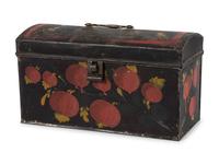 A Toleware Pomegranate or Cherry Paint Decorated Dome-Top Box