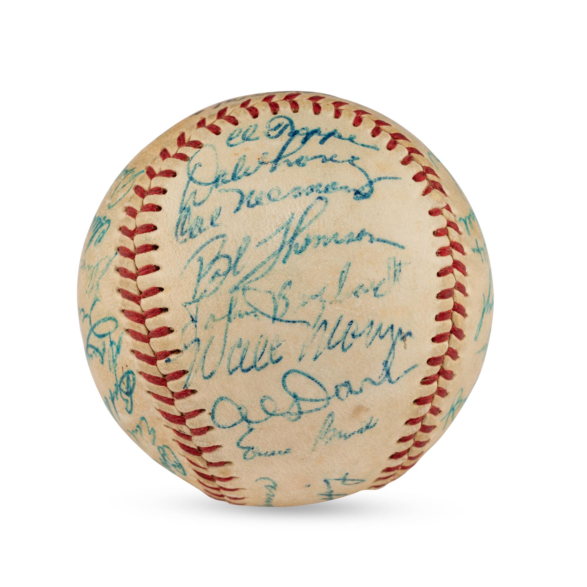 A 1958 Chicago Cubs Team Signed Autograph Baseball (Ernie Banks MVP Season)