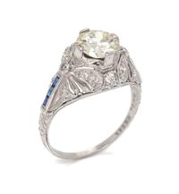 An Antique Platinum, Diamond and Sapphire Ring, 3.00 dwts.