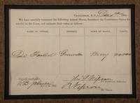 [ENSLAVEMENT & ABOLITION - CIVIL WAR]. Partly printed appraisal for lease of enslaved man issued by the Confederate States. Charleston, SC, 1 December 1864.