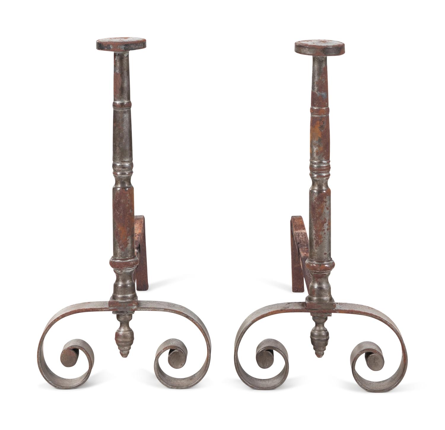 A Pair of English Steel Andirons