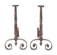 A Pair of English Steel Andirons