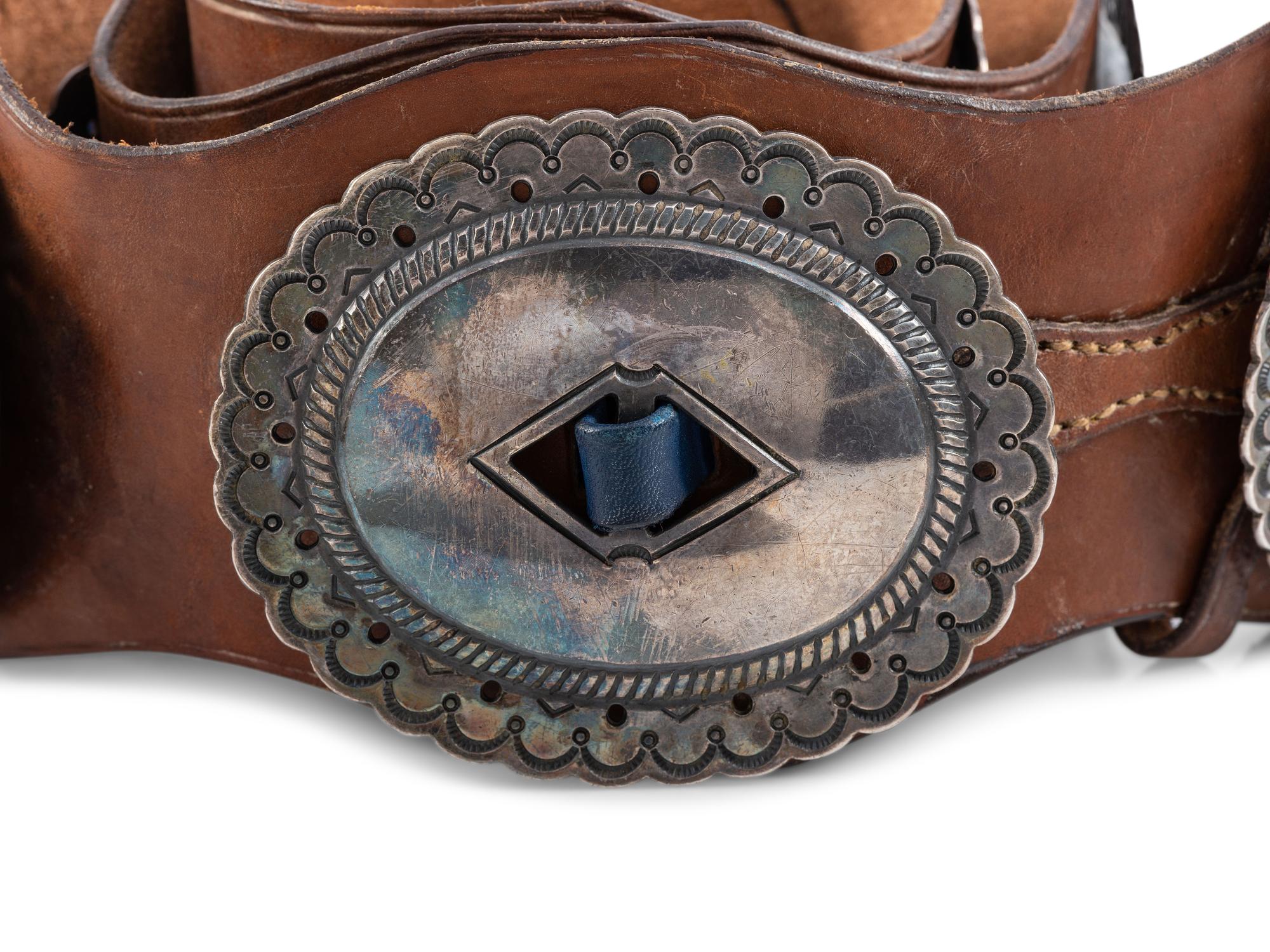 Navajo Stamped Silver Concha Belt