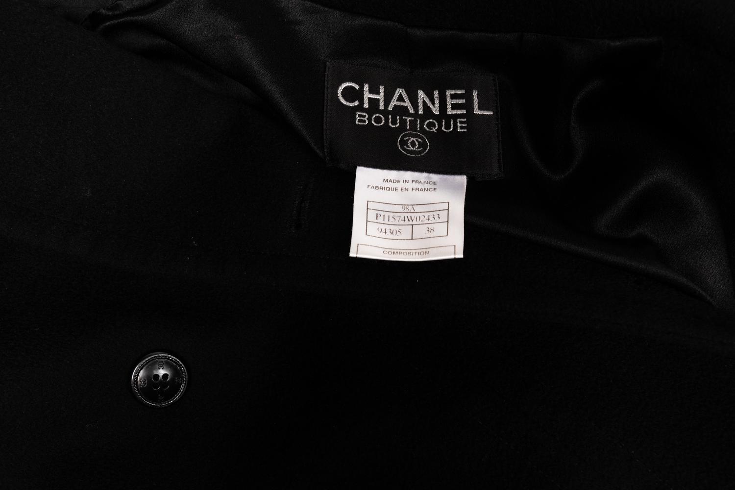 Chanel Black Cashmere Pea Coat, 1998