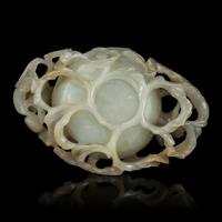 A Chinese Celadon Jade Peach Coupe, Qing Dynasty 清 青玉梅花杯