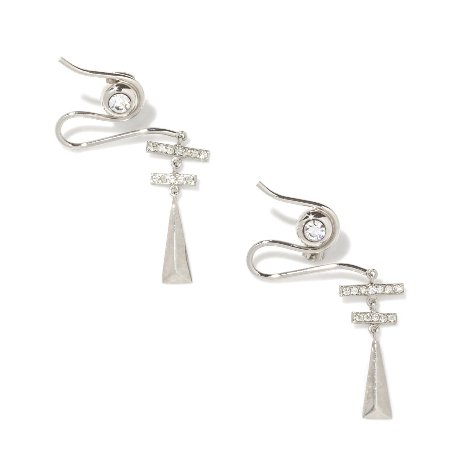 A Pair of Gianni Versace Geometric Earclips, 2.5" x 3.75".