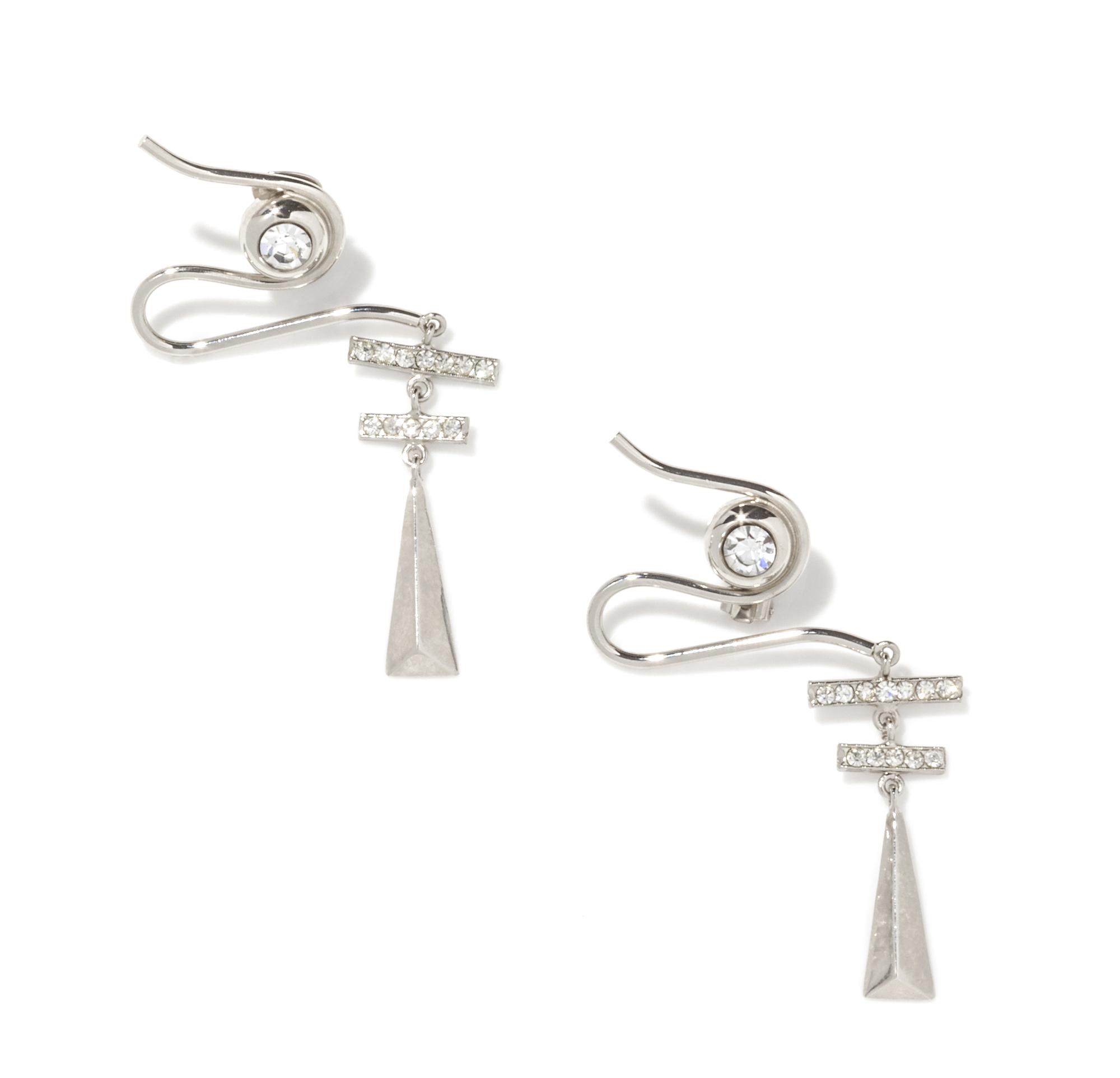 A Pair of Gianni Versace Geometric Earclips, 2.5" x 3.75".