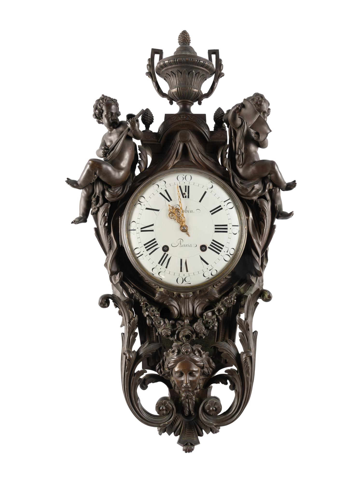 A Large French Bronze Figural Cartel Clock