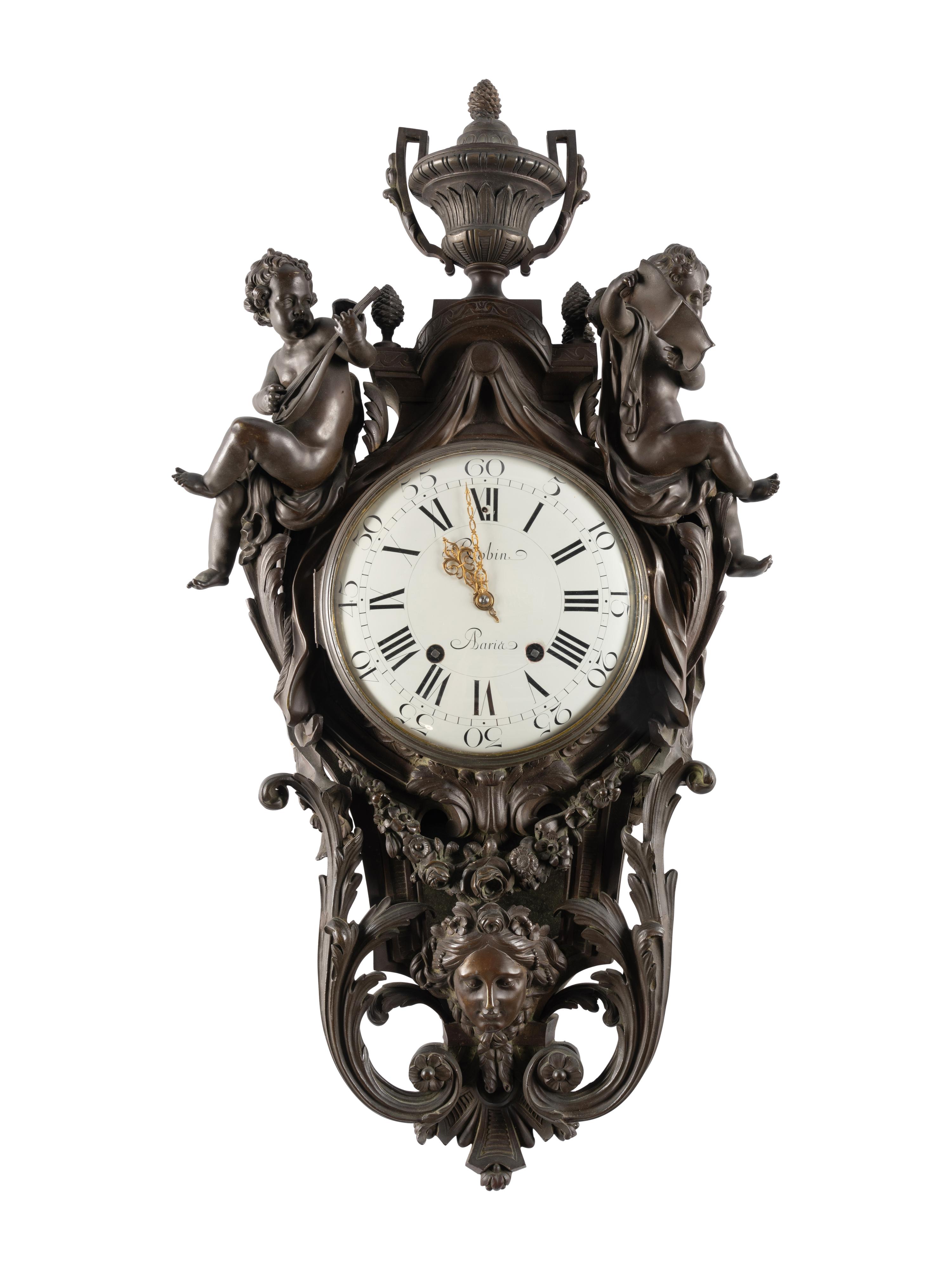 A Large French Bronze Figural Cartel Clock