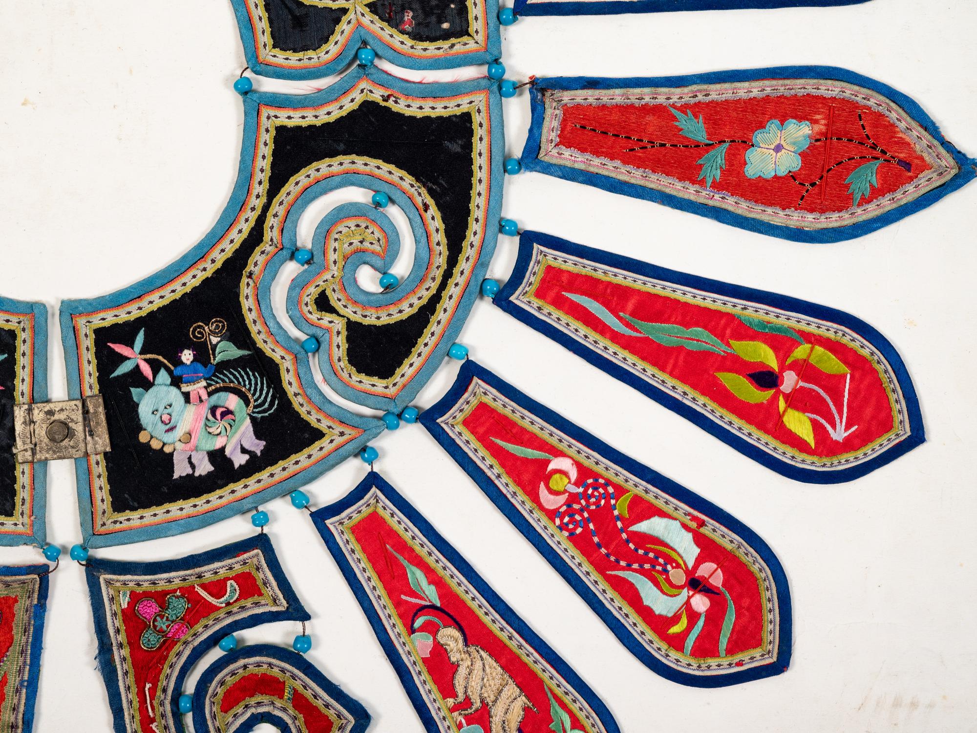 Four Chinese Embroidered Silk Ladies' Festival Collars