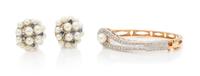 A Collection of Gold, Cultured Pearl and Diamond Jewelry, 26.50 dwts.