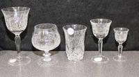 A Cut Glass Stemware Service Height of tallest 7 inches.