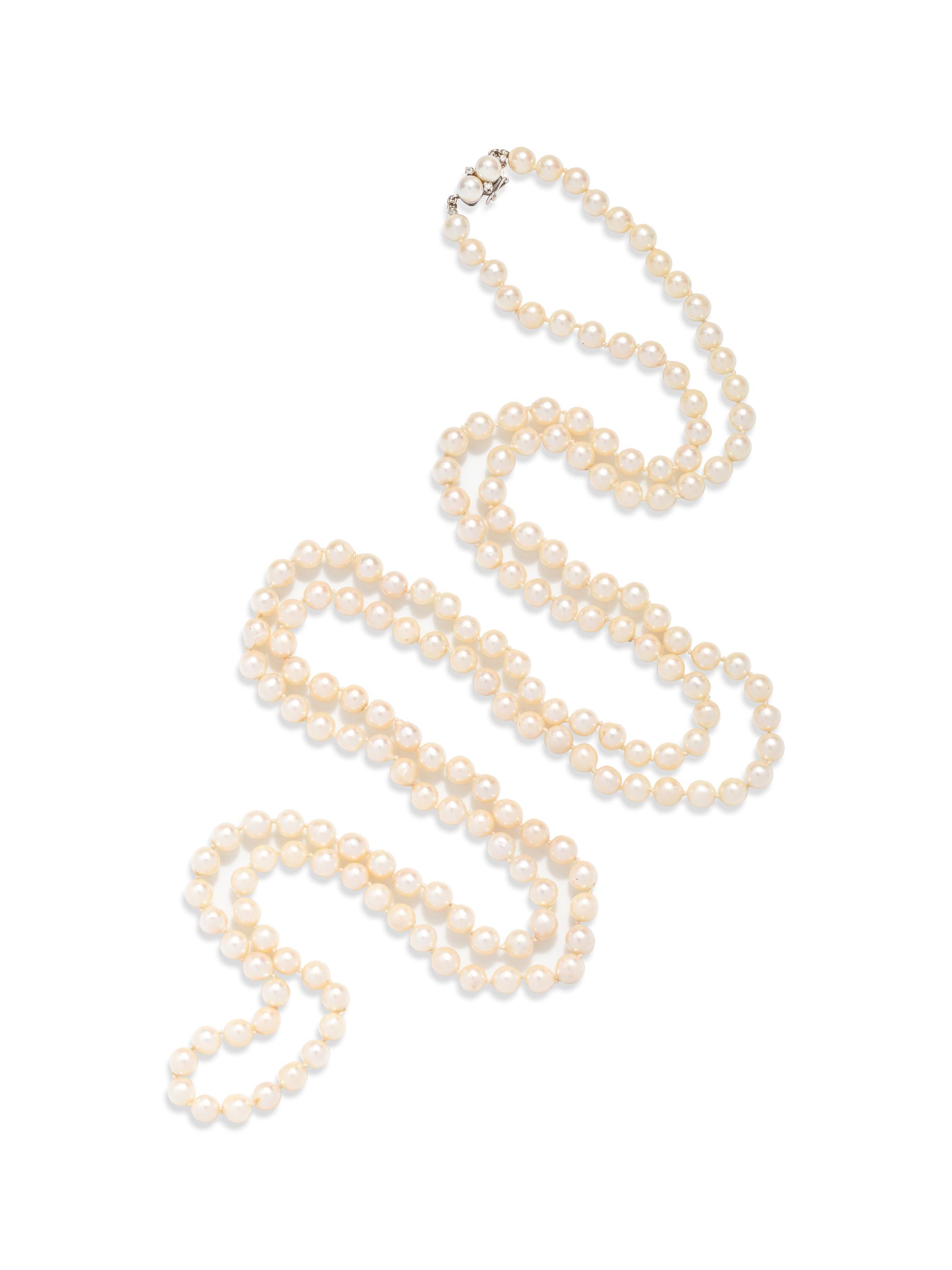 CULTURED PEARL AND DIAMOND NECKLACE