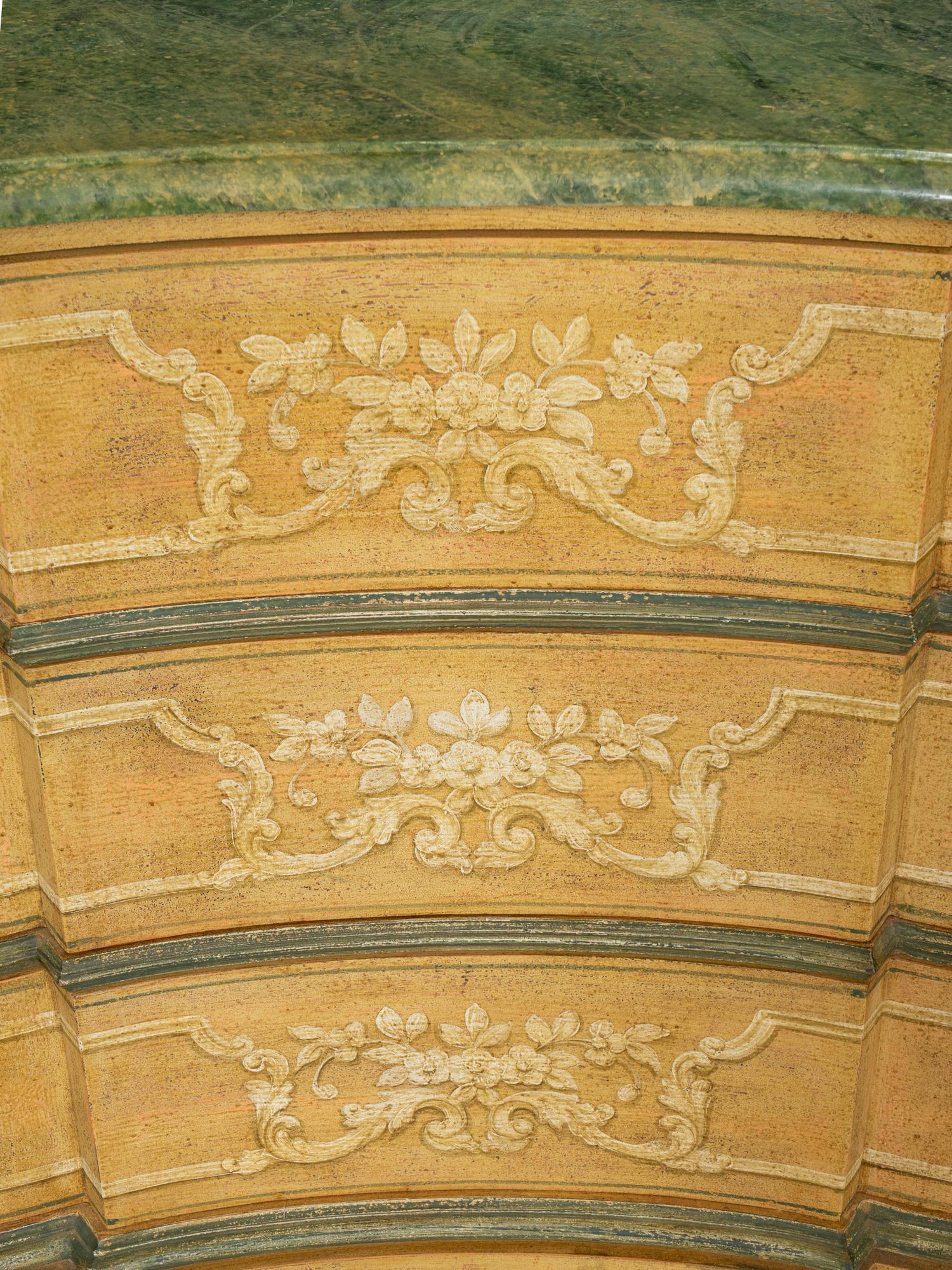 A Venetian Style Paint Decorated Serpentine Commode