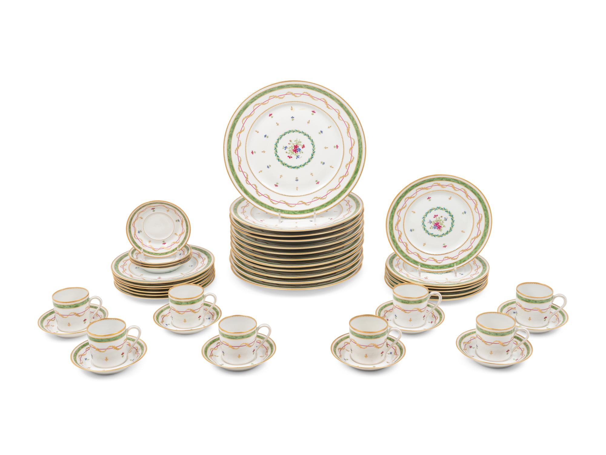 A Haviland Limoges Vieux Paris Porcelain Dinner Service Retailed by Tiffany and Co.