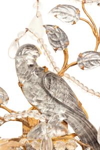 A Set of Four Gilt Metal and Glass Two-Light Sconces in the Style of Maison Baguès