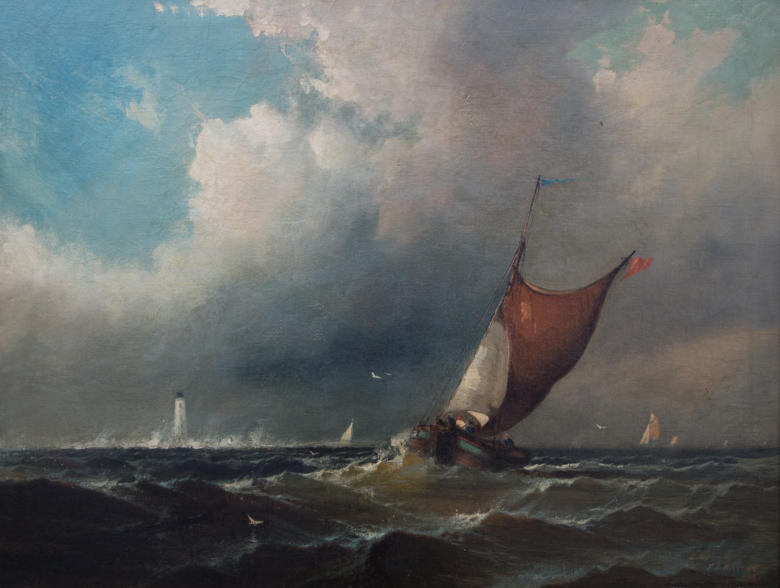 Franklin D. Briscoe, (American, 1844-1903), Sailing In Rough Seas, 1868