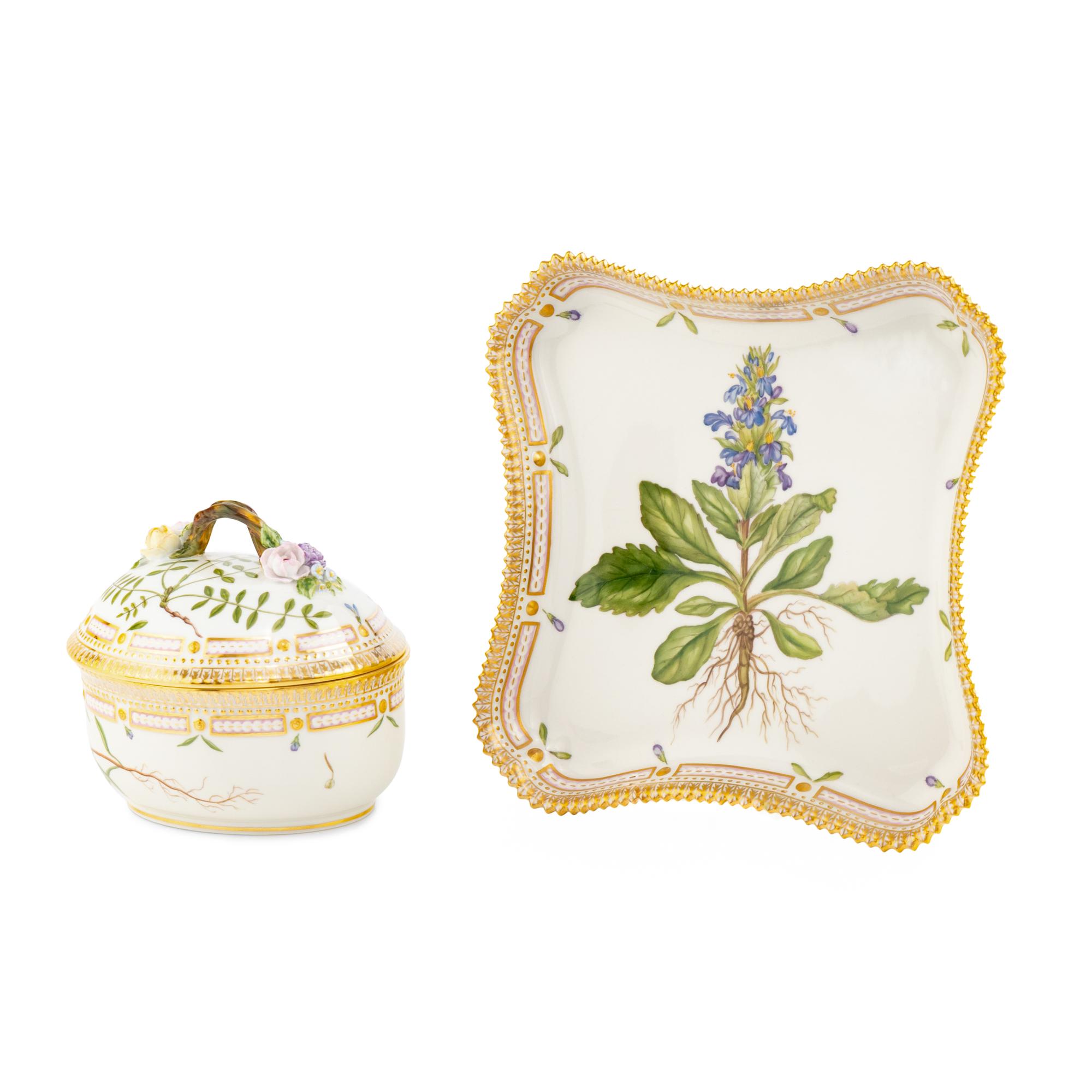 Two Royal Copenhagen Flora Danica Porcelain Table Articles