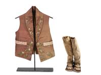 Cree Moosehair Embroidered Boot Moccasins and Vest
