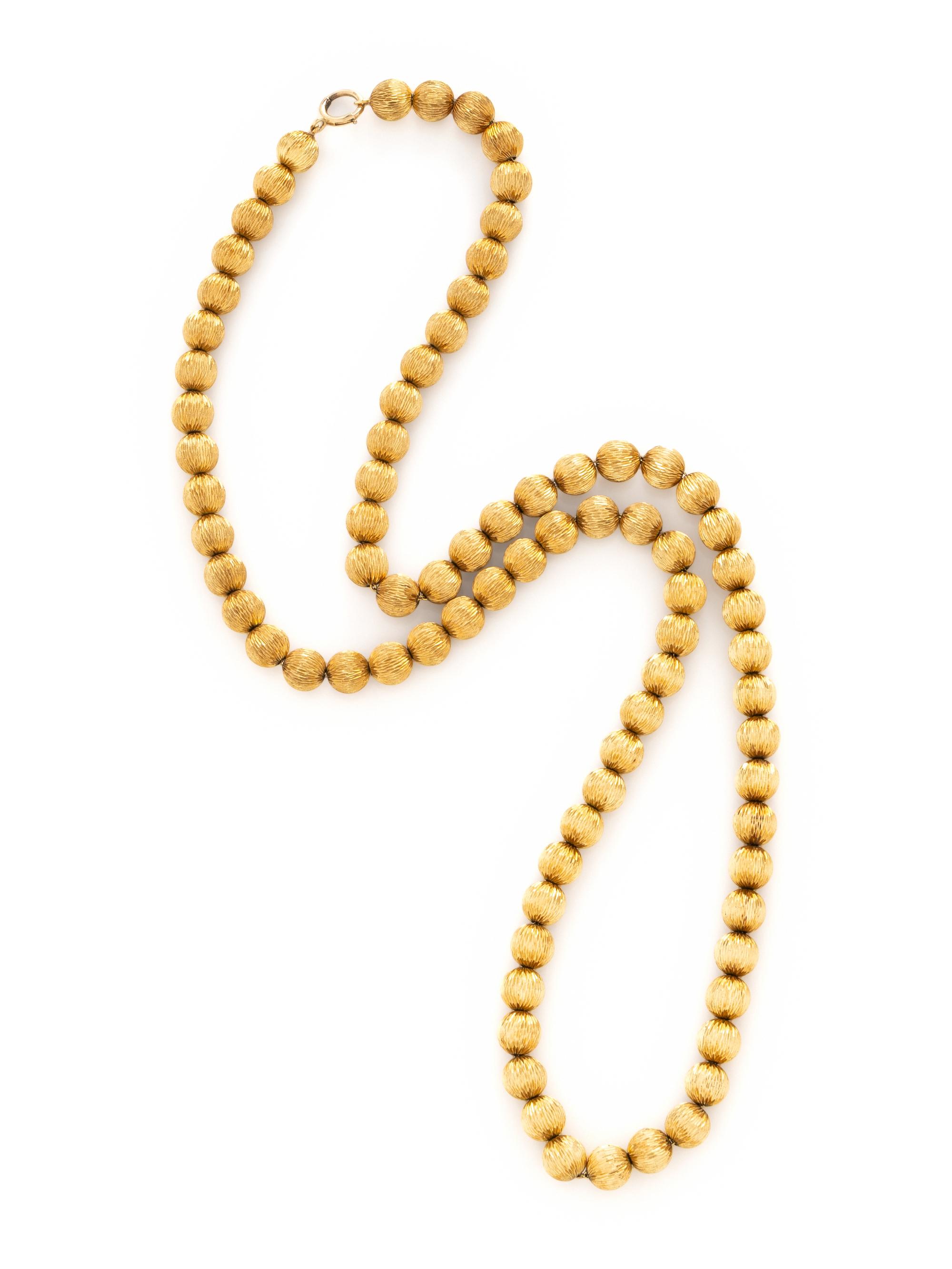 TEXTURED YELLOW GOLD BEAD NECKLACE