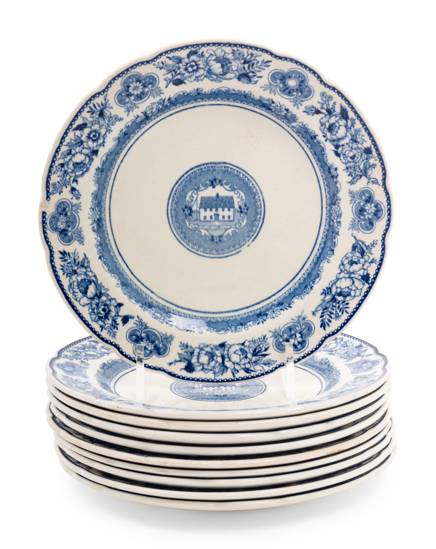 Twelve Wedgwood Dinner Plates of Yale University Interest