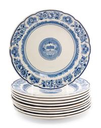 Twelve Wedgwood Dinner Plates of Yale University Interest