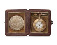 A Historic 18 Karat Tricolor Gold Open Face Jacquemart Automaton Quarter Repeater Pocket Watch Purportedly Owned by Marquis de Lafayette