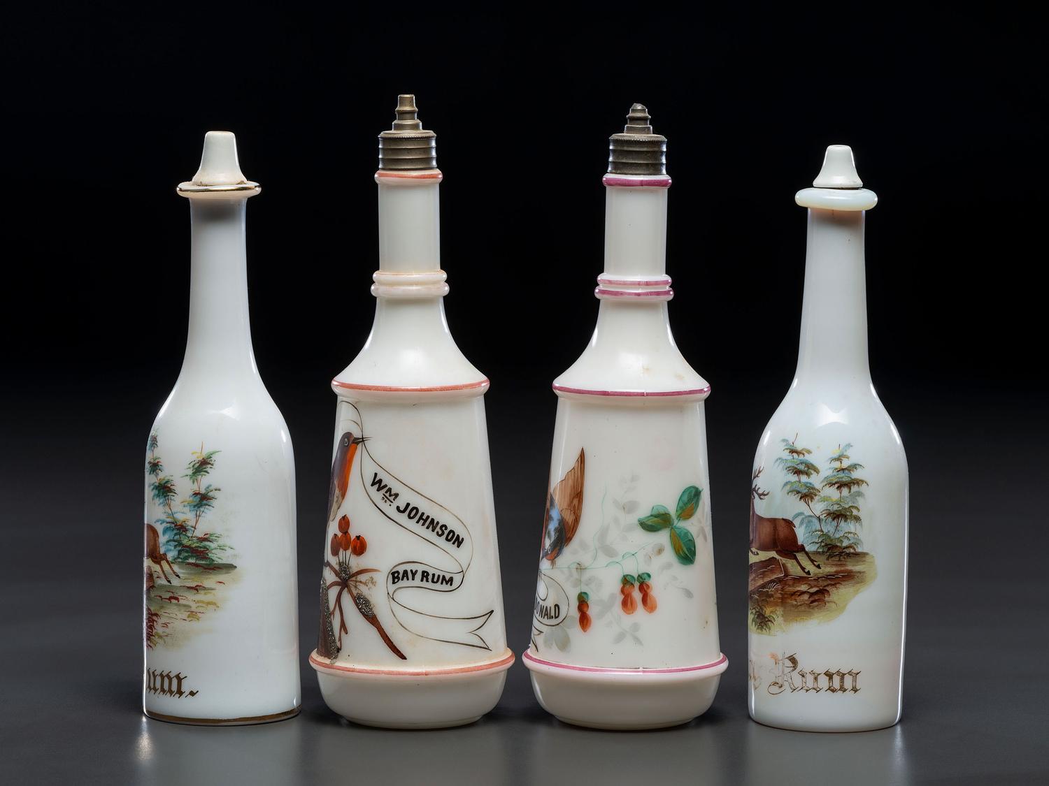Four Milk Glass Barber Bottles