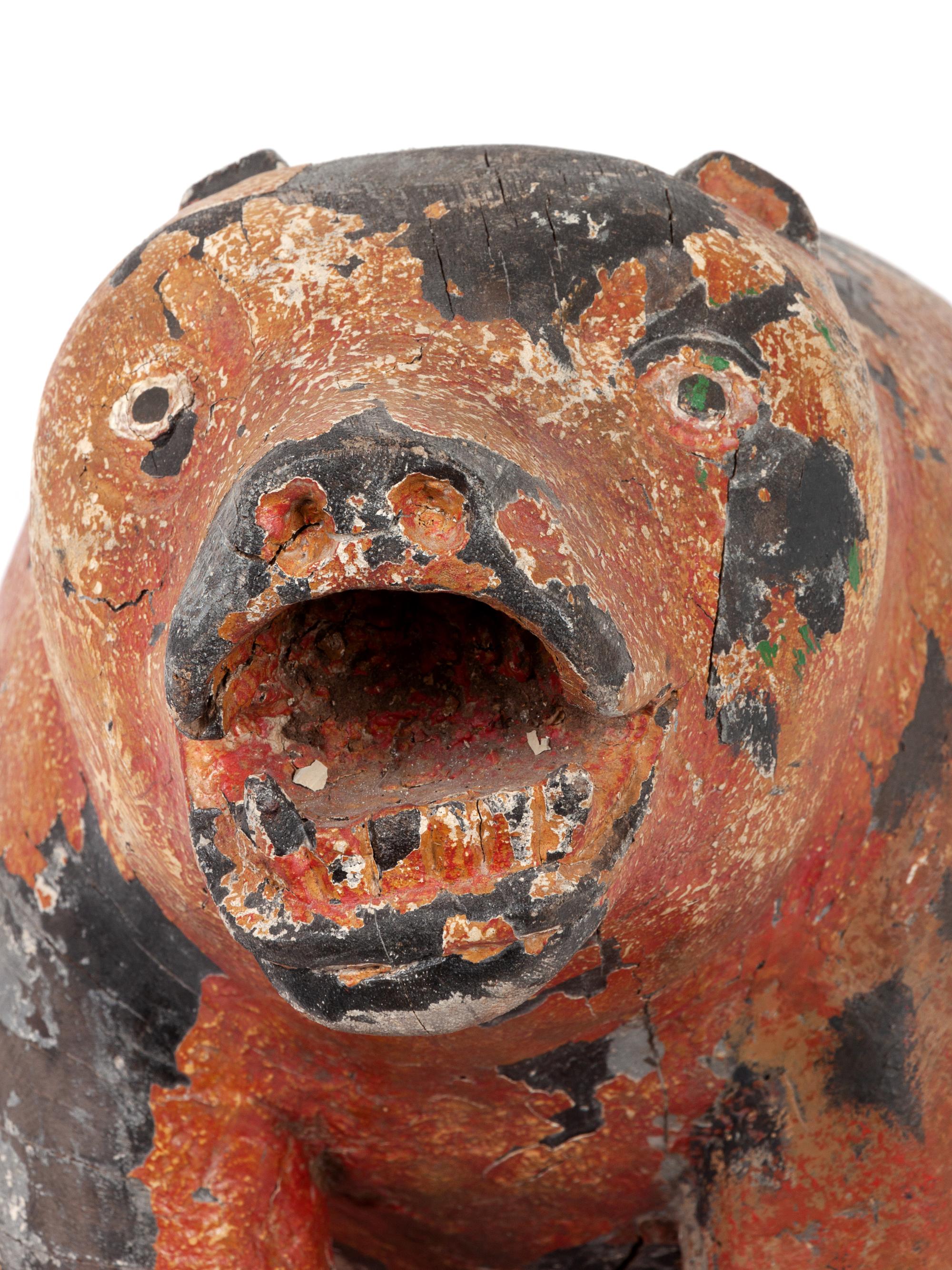 A Carved and Polychrome-Painted Folk Art Bear
