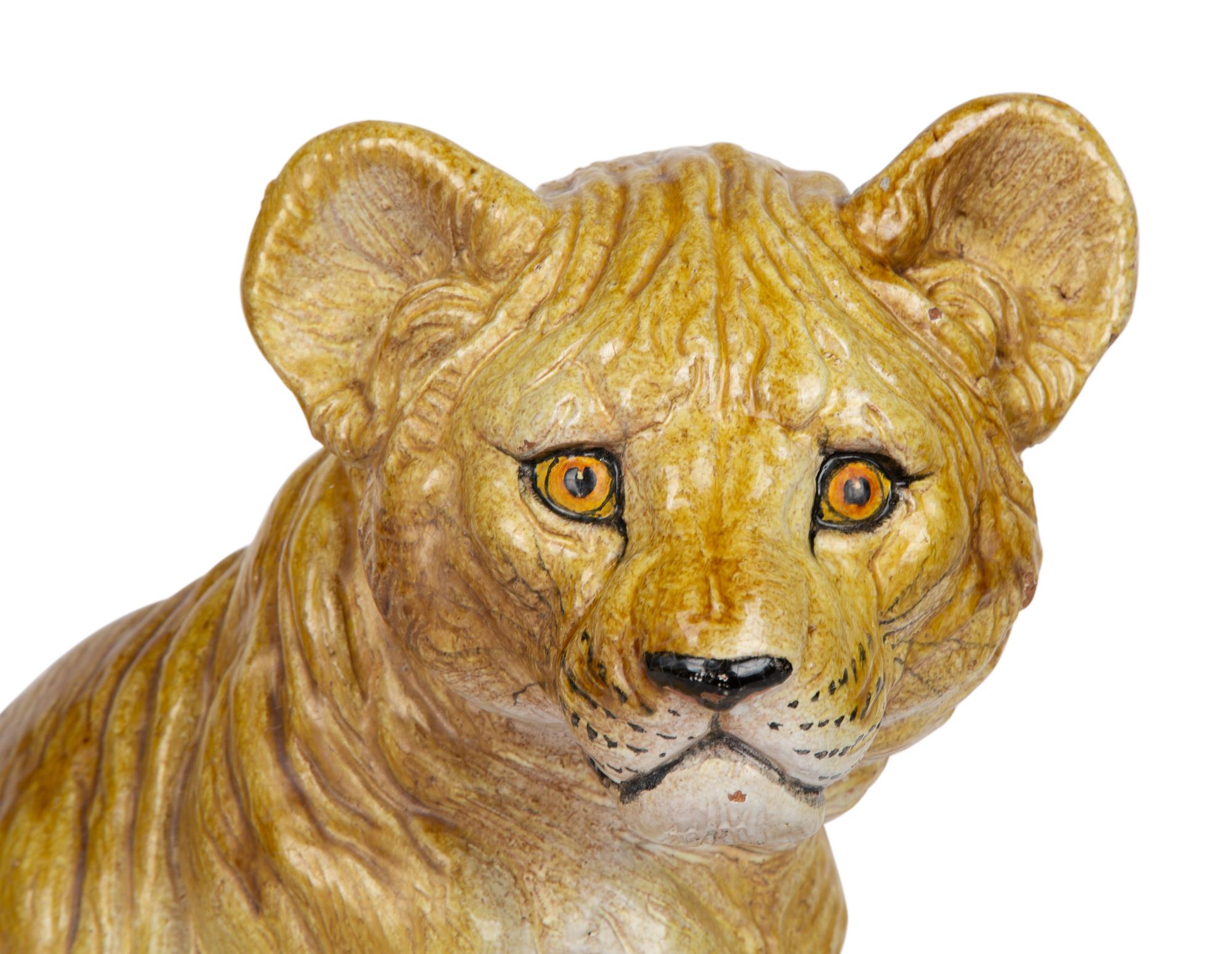 An Italian Glazed Ceramic Model of a Lion Cub — 20TH CENTURY