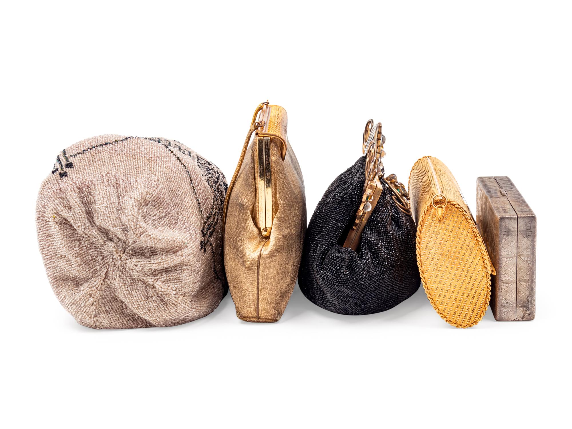 Five Vintage Hand Bags, Mid 20th Century