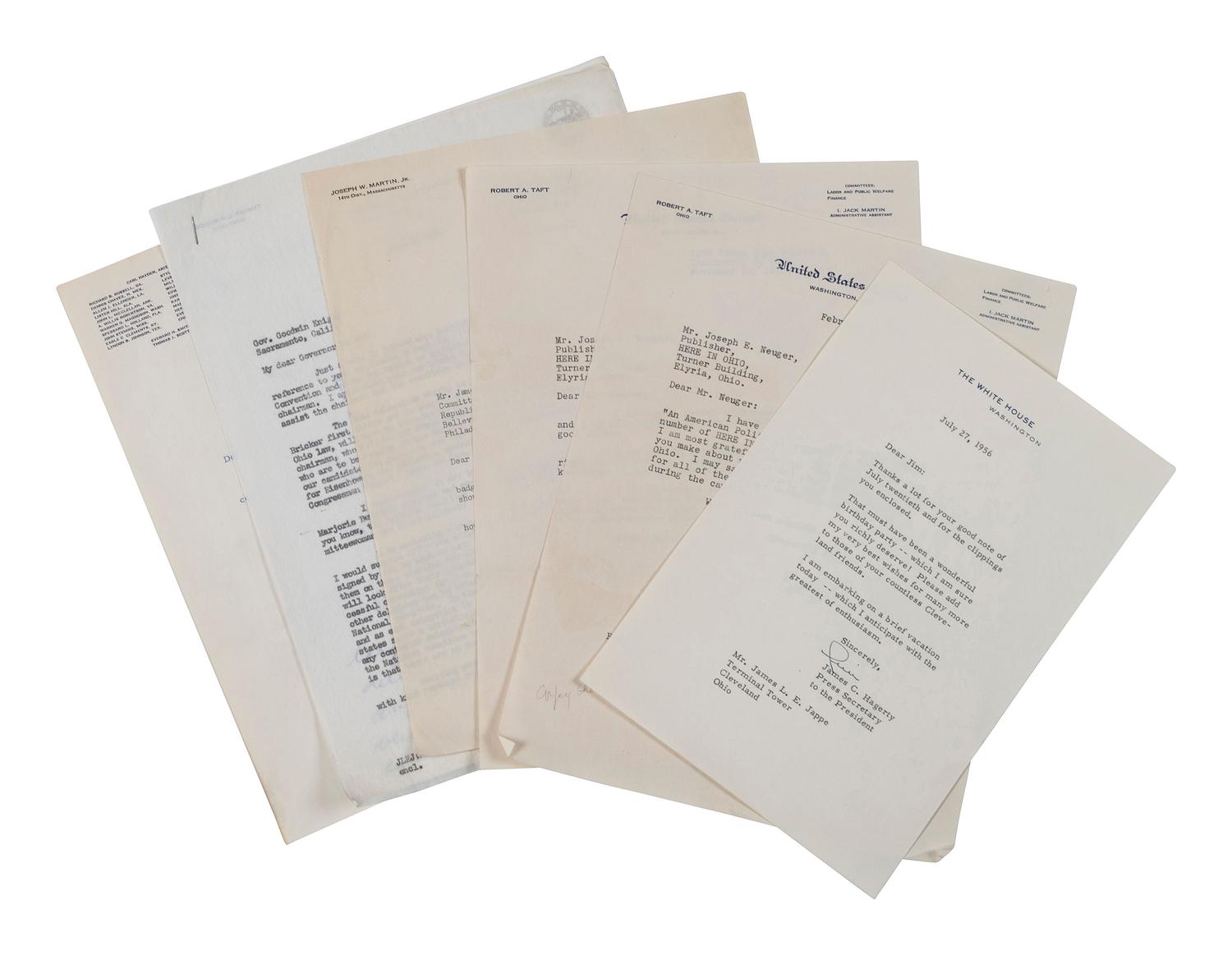 [POLITICS IN AMERICA]. Extensive collection Republican National Convention memorabilia and documents signed by 20th century politicians and high profile figures, including: