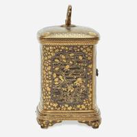 A Japanese gold-inlaid iron miniature cabinet, Komai workshops, Kyoto Meiji period