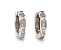 A Pair of 18 Karat White Gold and Diamond Hoop Earrings, 4.40 dwts.