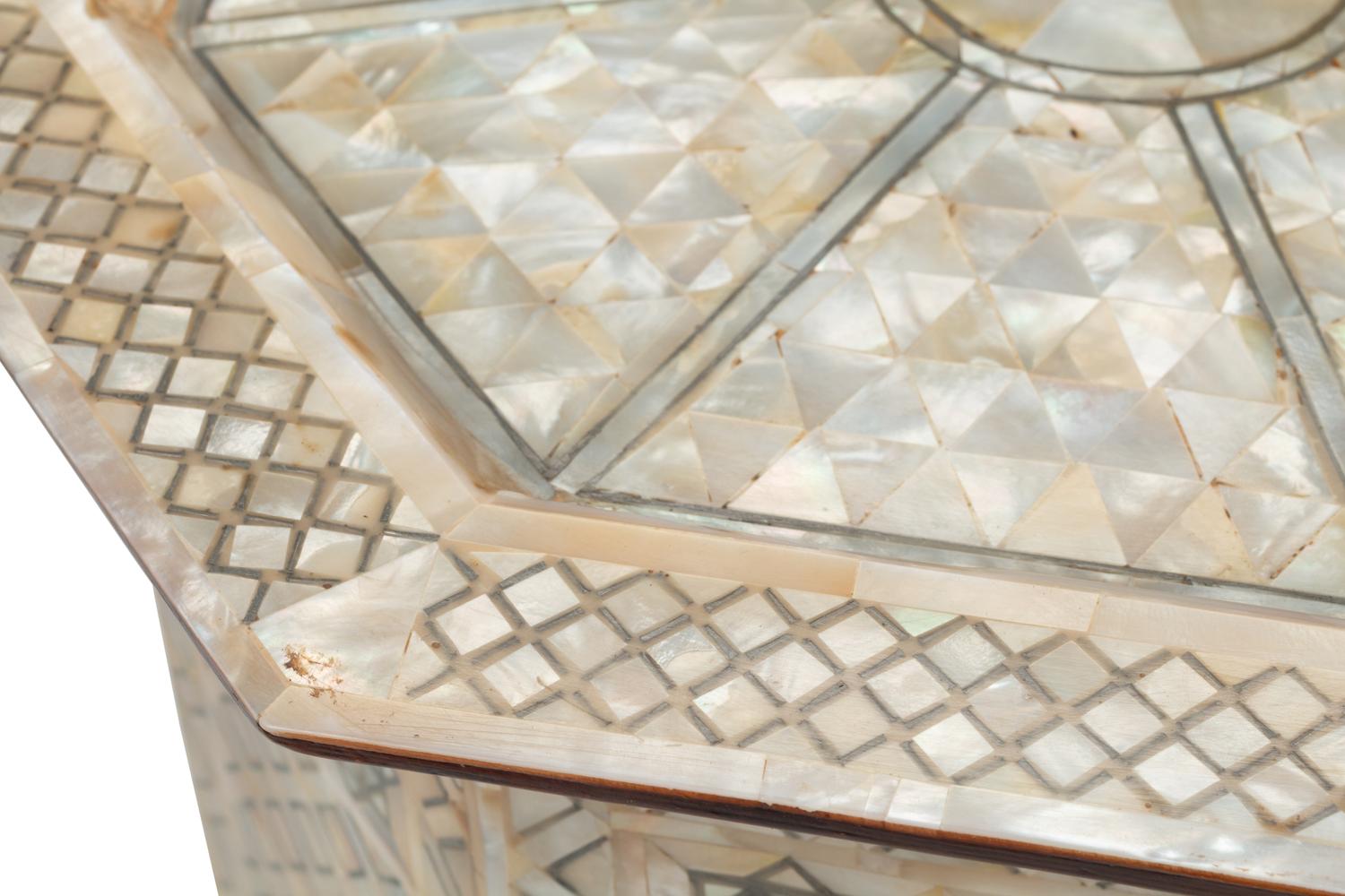A Pair of Levantine Mother-of-Pearl Inlaid Octagonal Tables