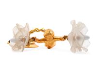A Louis XV Style Gilt Metal and Frosted Glass Two-Light Fixture